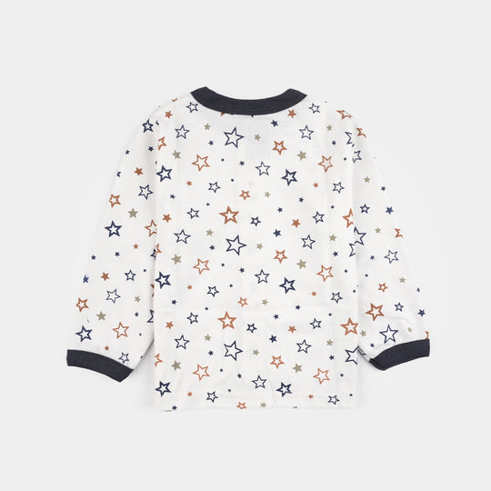 Infant Front Open Suit (Star) - White/Black