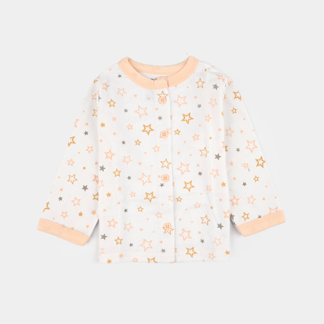 Infant Front Open Suit (Star) - White/Peach