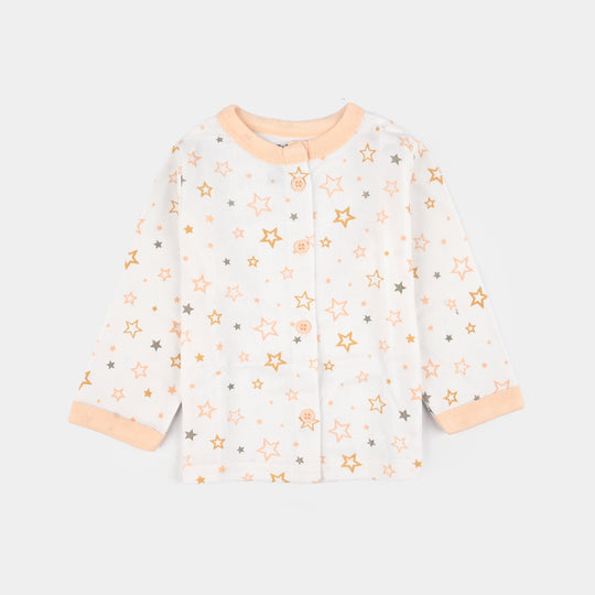 Infant Front Open Suit (Star) - White/Peach