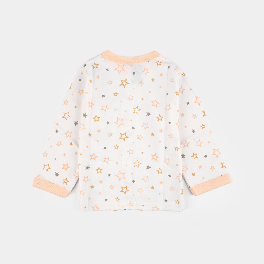Infant Front Open Suit (Star) - White/Peach