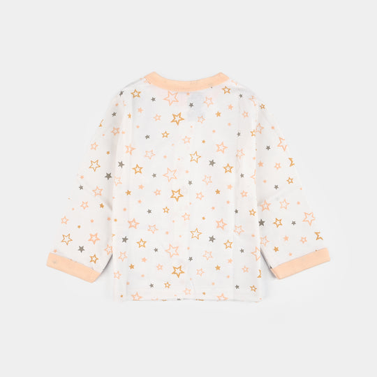 Infant Front Open Suit (Star) - White/Peach