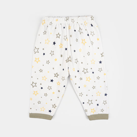 Infant Front Open Suit (Star) - White/Olive Green