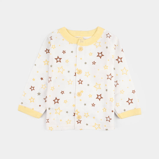 Infant Front Open Suit (Star) - White/Yellow