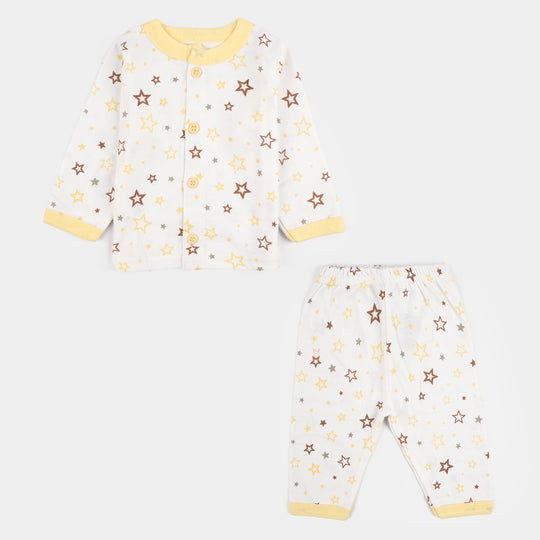 Infant Front Open Suit (Star) - White/Yellow
