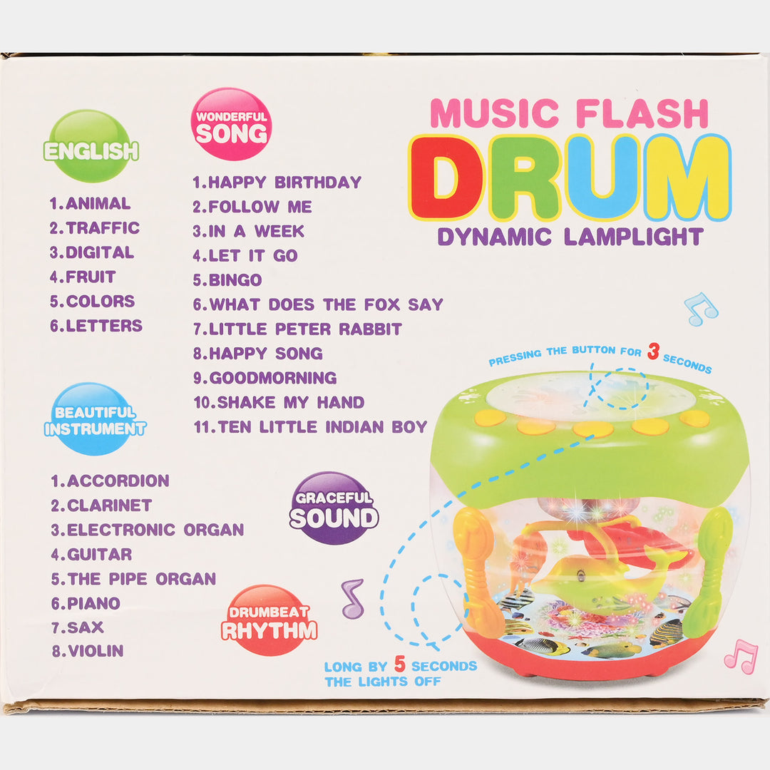 Musical Flash Fish Rotating Drum Toy