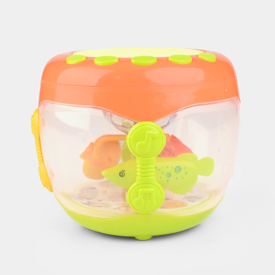 Musical Flash Fish Rotating Drum Toy