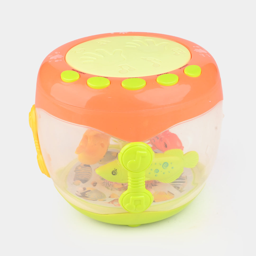 Musical Flash Fish Rotating Drum Toy