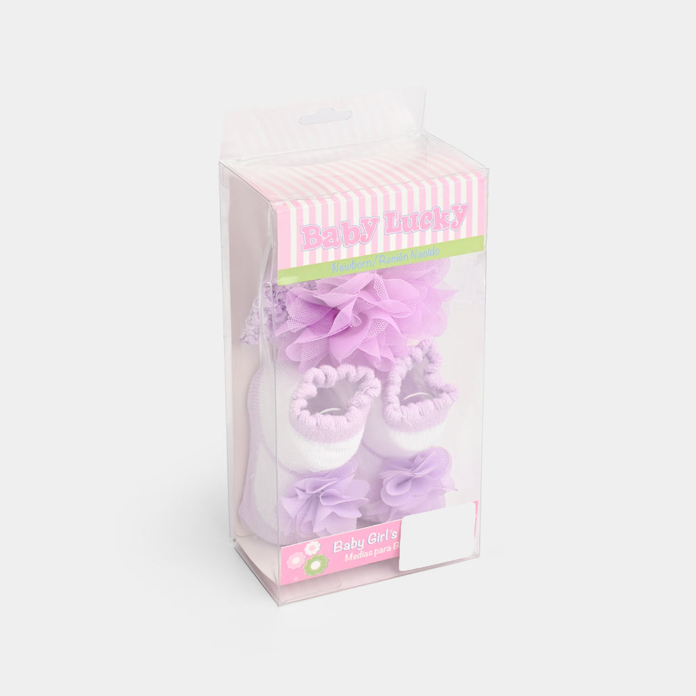 Baby Socks Booties with Headband | 3-12M