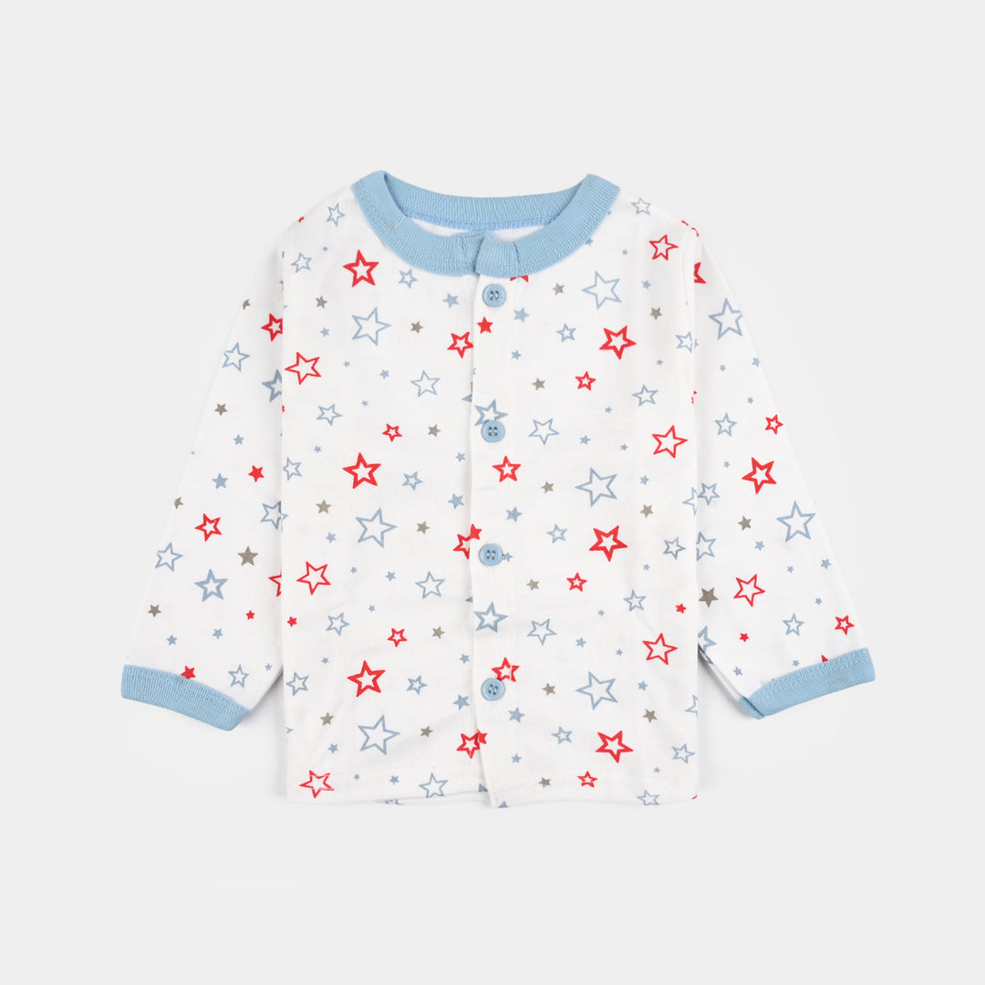 Infant Front Open Suit (Star) - White/Blue