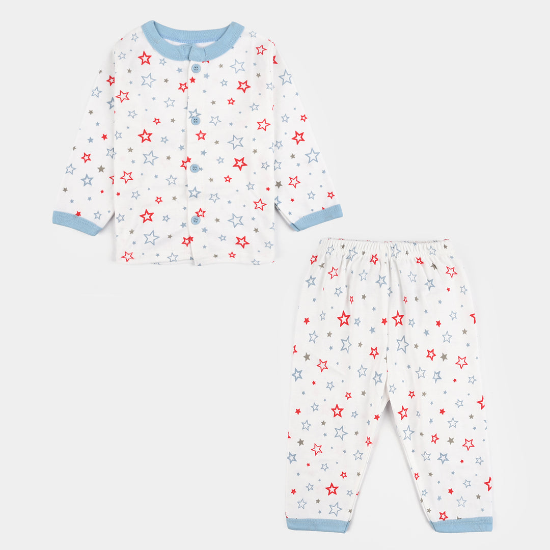 Infant Front Open Suit (Star) - White/Blue