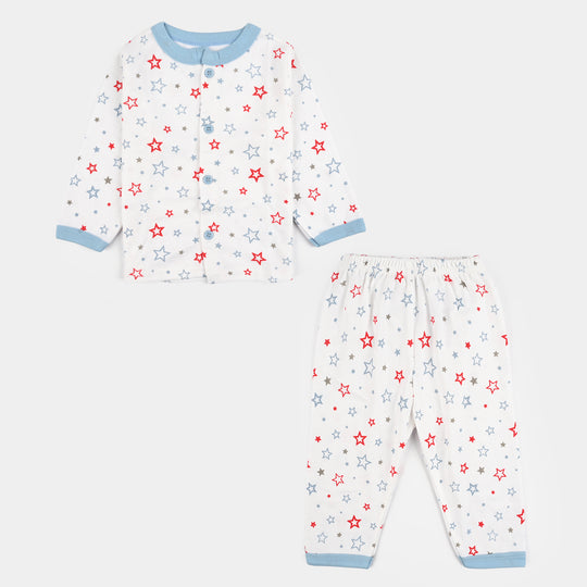 Infant Front Open Suit (Star) - White/Blue