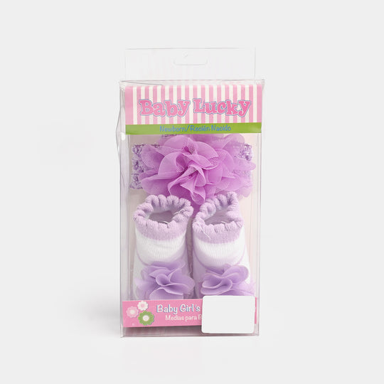 Baby Socks Booties with Headband | 3-12M