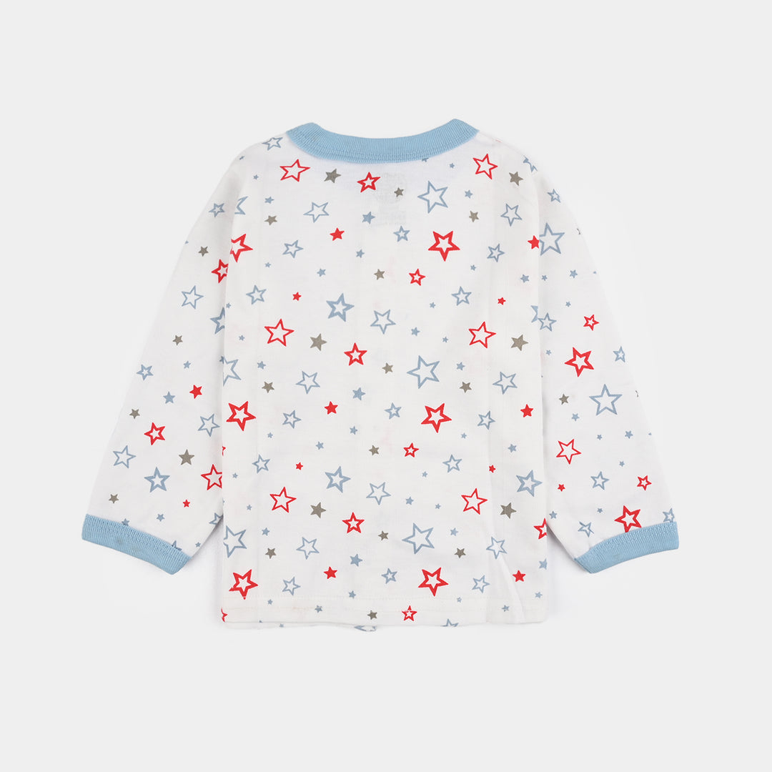 Infant Front Open Suit (Star) - White/Blue