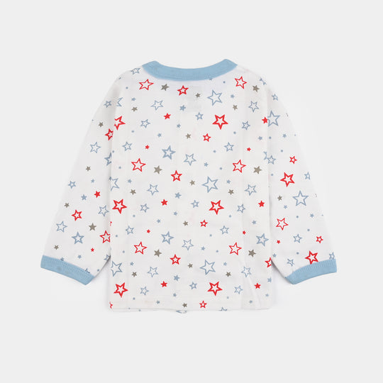 Infant Front Open Suit (Star) - White/Blue