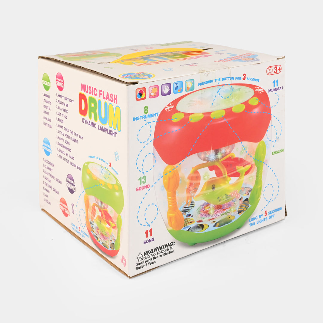 Musical Flash Fish Rotating Drum Toy