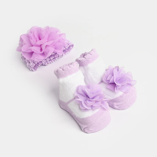Baby Socks Booties with Headband | 3-12M