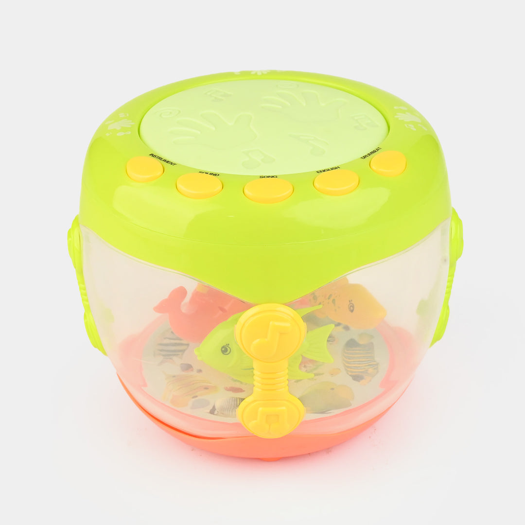 Musical Flash Fish Rotating Drum Toy