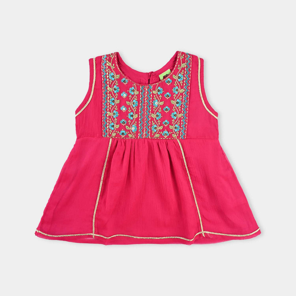 Infant Girls Chiffon 2Pcs Gulabi-Pink