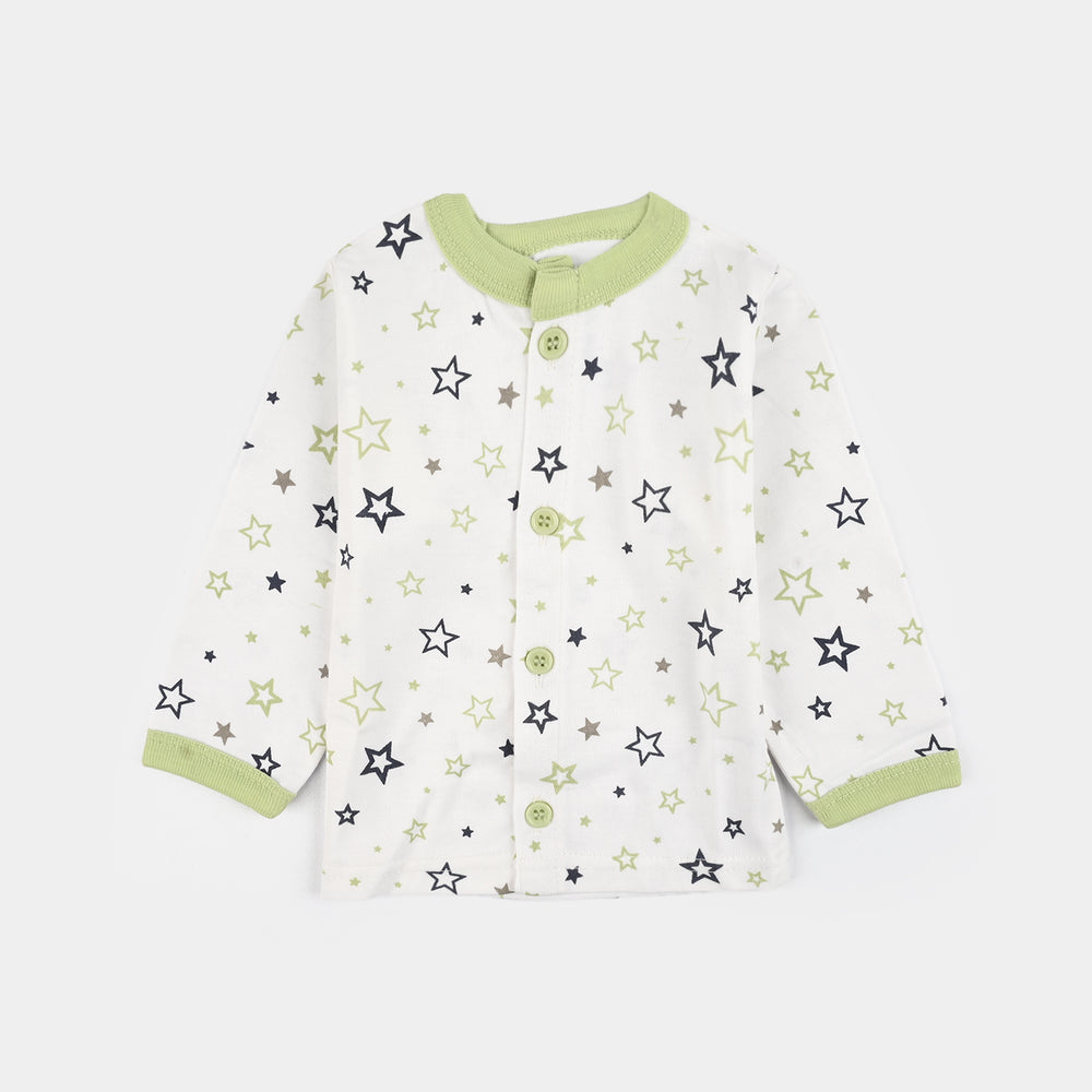 Infant Front Open Suit (Star) - White/Green