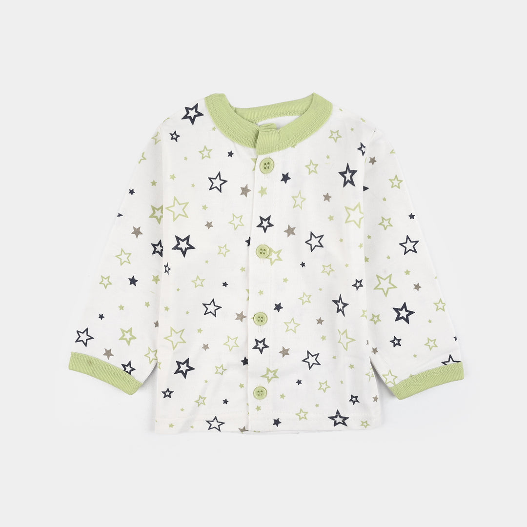 Infant Front Open Suit (Star) - White/Green