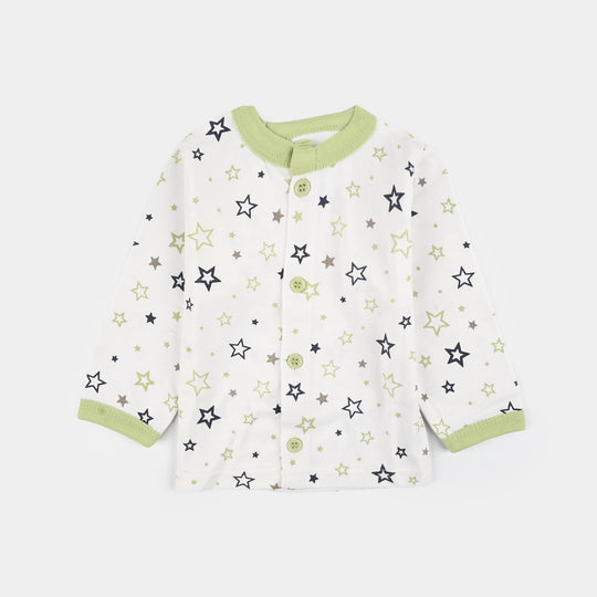 Infant Front Open Suit (Star) - White/Green
