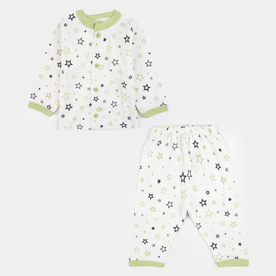 Infant Front Open Suit (Star) - White/Green