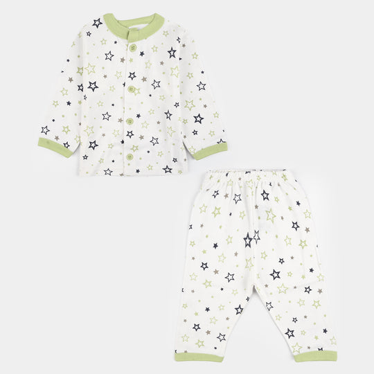 Infant Front Open Suit (Star) - White/Green