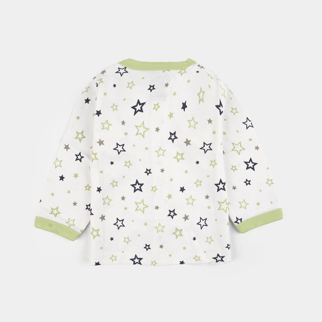 Infant Front Open Suit (Star) - White/Green