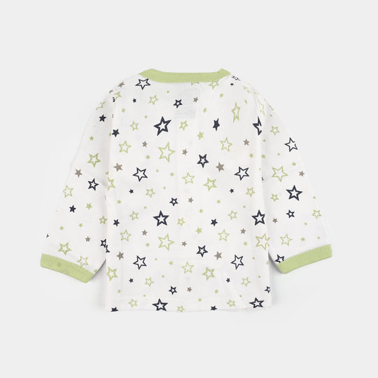 Infant Front Open Suit (Star) - White/Green