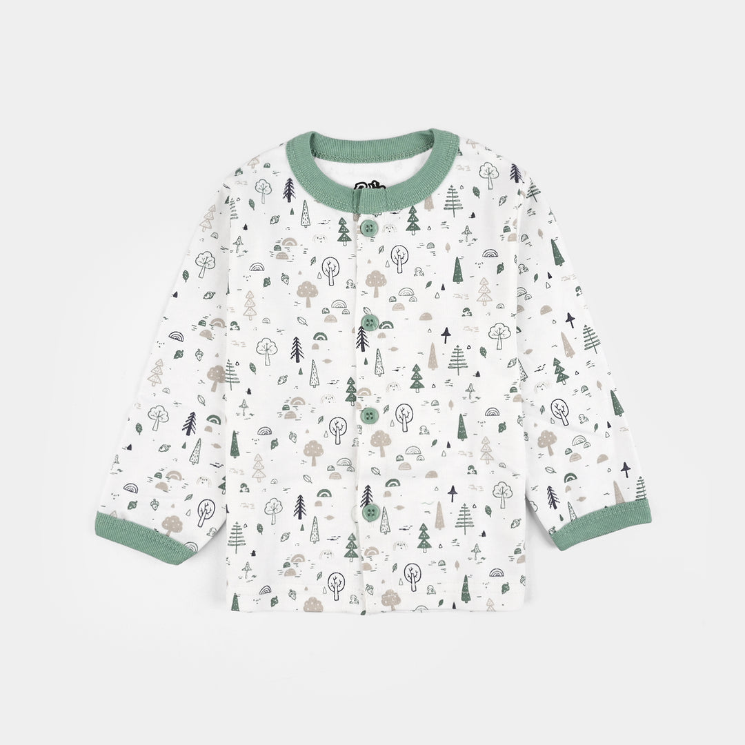 Infant Front Open Suit (Tree Dusty) - White/Turquoise