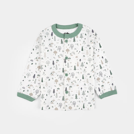 Infant Front Open Suit (Tree Dusty) - White/Turquoise