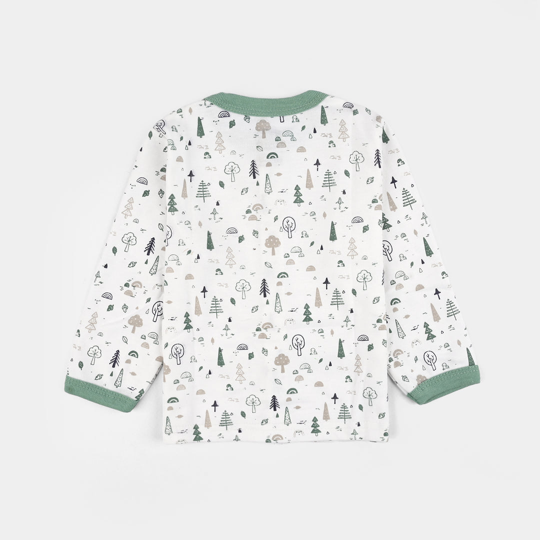 Infant Front Open Suit (Tree Dusty) - White/Turquoise