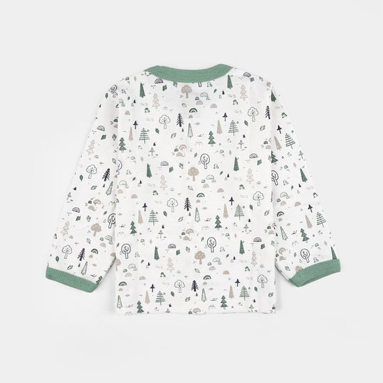 Infant Front Open Suit (Tree Dusty) - White/Turquoise