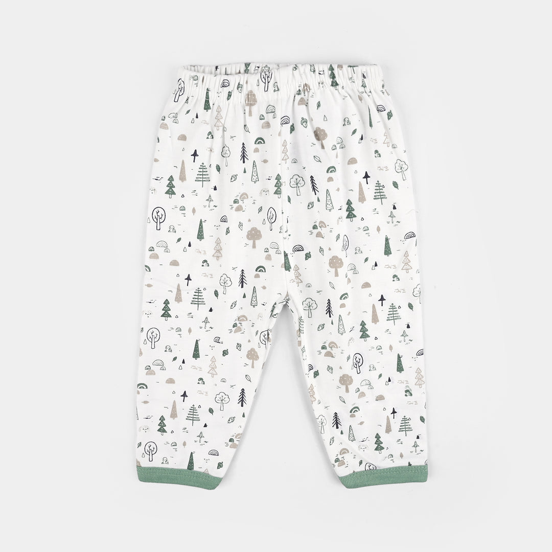 Infant Front Open Suit (Tree Dusty) - White/Turquoise