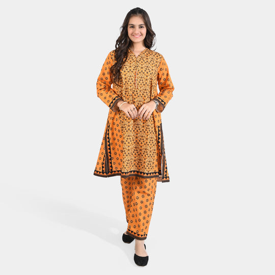 Teens Girls Cotton Slub Printed 2 PCs Suit Bahaar-Mustard