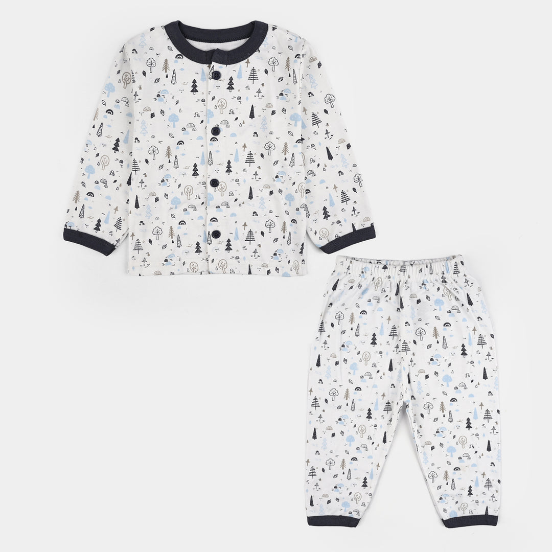 Infant Front Open Suit (Tree Medieval) - White/Black