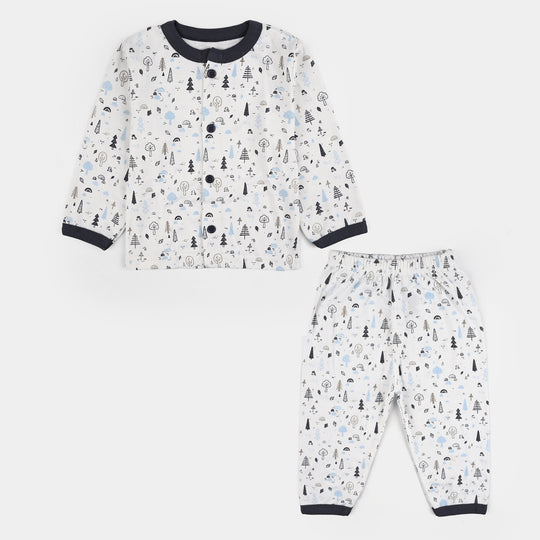 Infant Front Open Suit (Tree Medieval) - White/Black