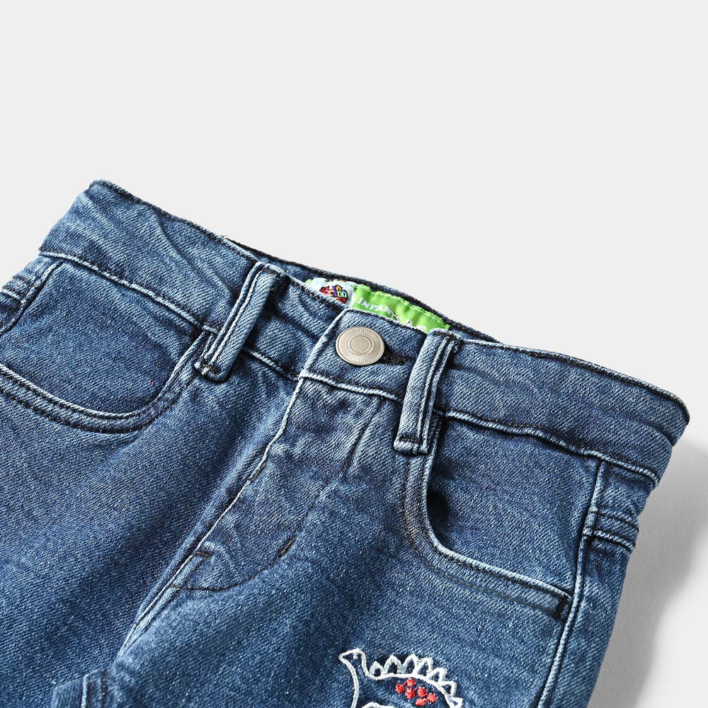 Infant Boys Denim Stretch Denim Pant Dino-Mid Blue