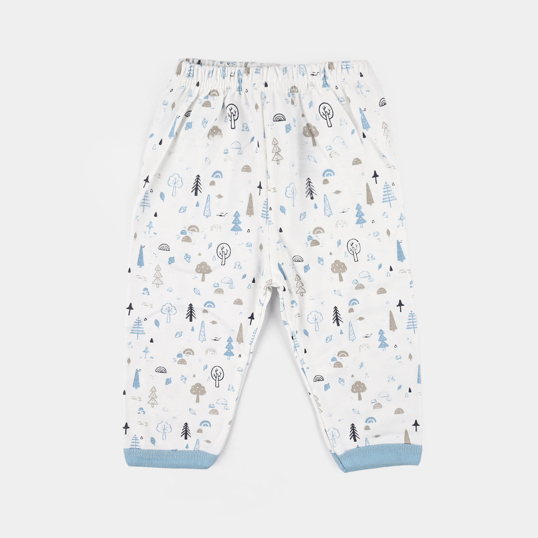 Infant Front Open Suit (Tree Powder) - White/Blue