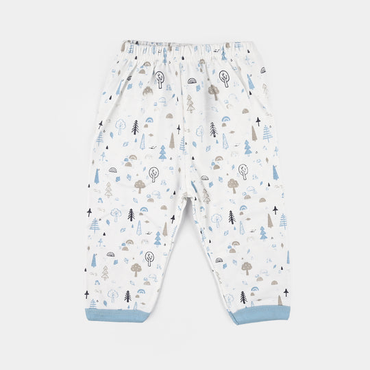 Infant Front Open Suit (Tree Powder) - White/Blue