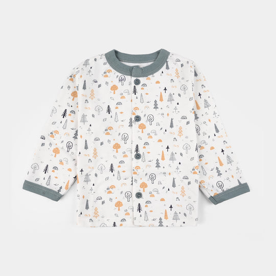 Infant Front Open Suit (Tree Faded Denim) - White/Green