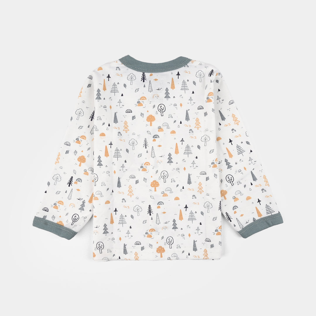 Infant Front Open Suit (Tree Faded Denim) - White/Green