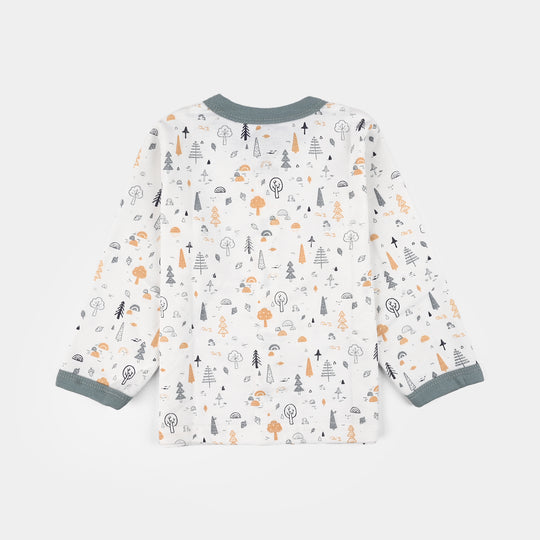 Infant Front Open Suit (Tree Faded Denim) - White/Green