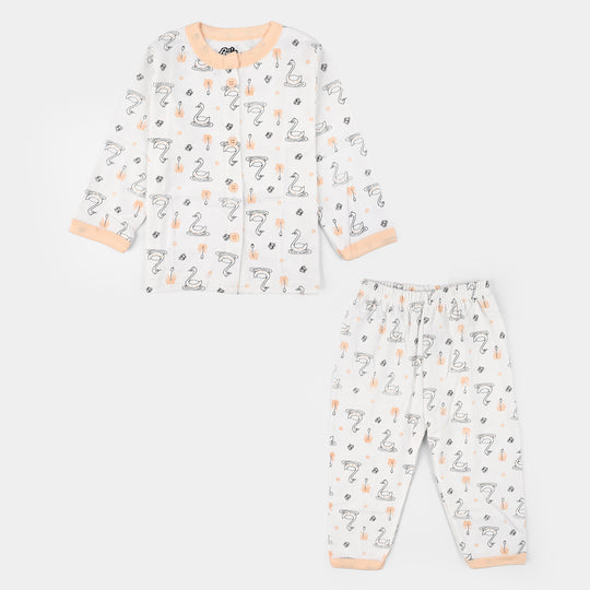 Infant Front Open Suit (Duck) - White/Peach