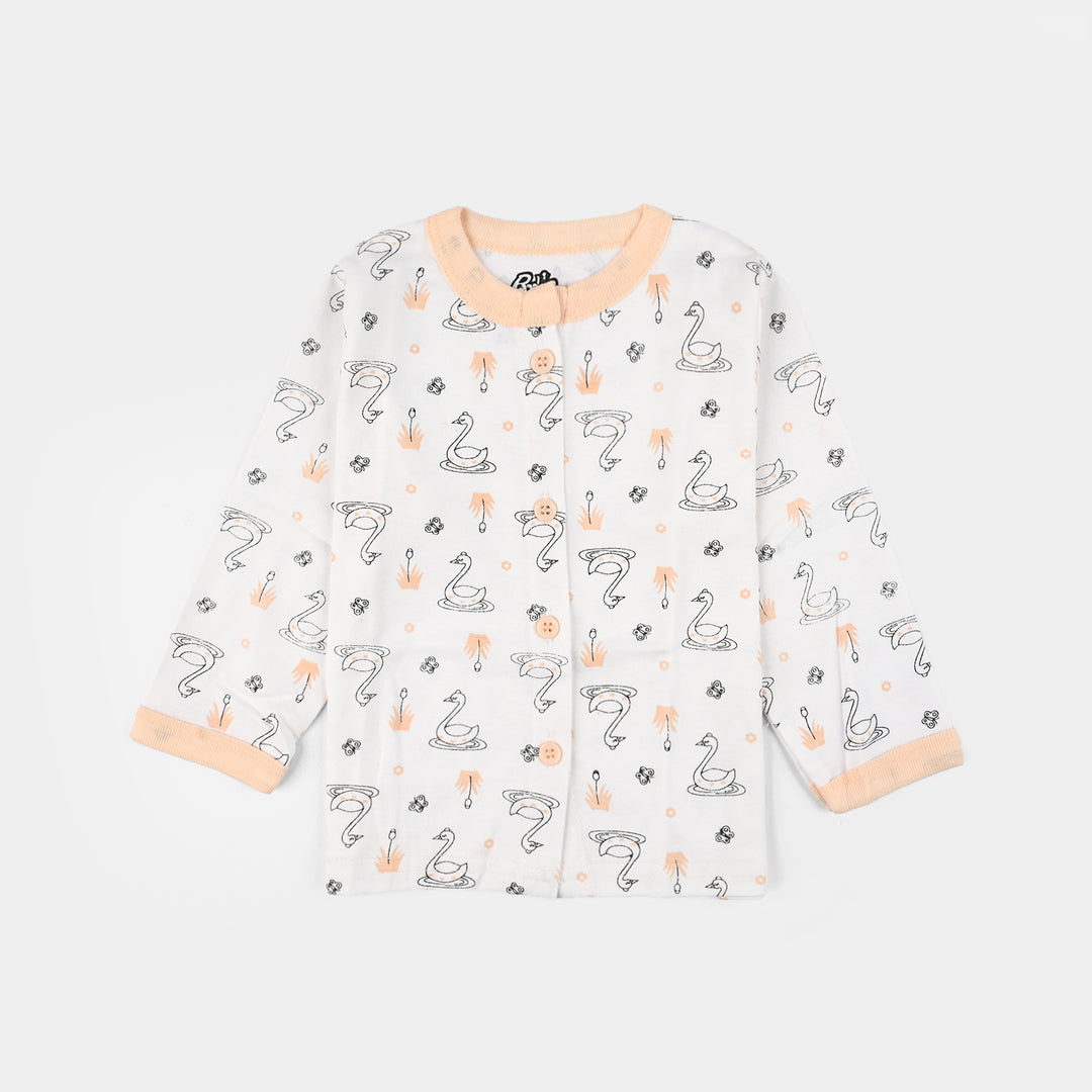 Infant Front Open Suit (Duck) - White/Peach