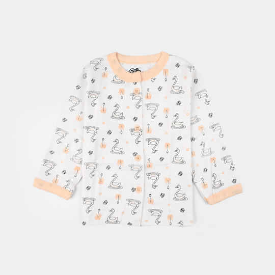 Infant Front Open Suit (Duck) - White/Peach