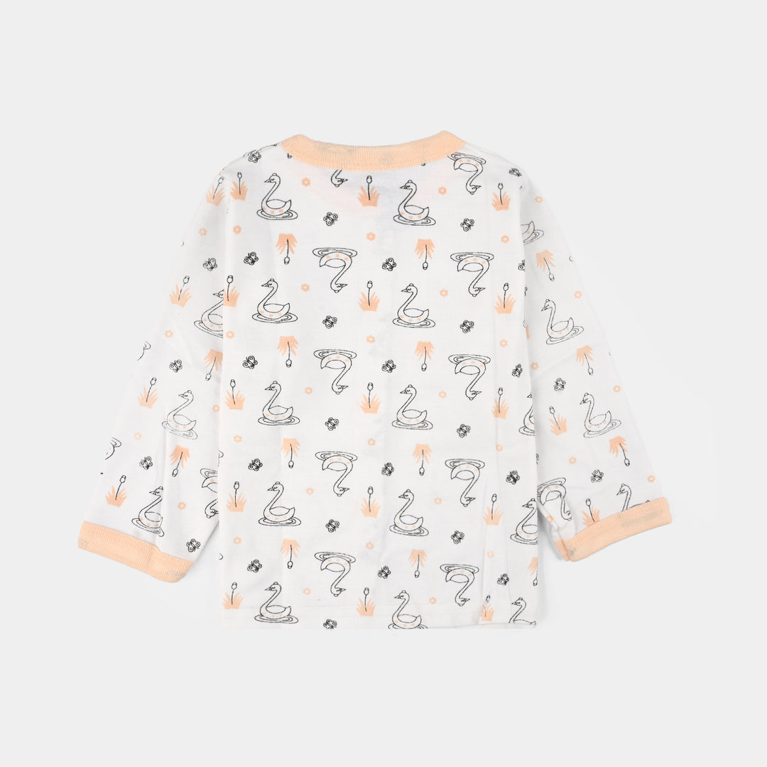 Infant Front Open Suit (Duck) - White/Peach
