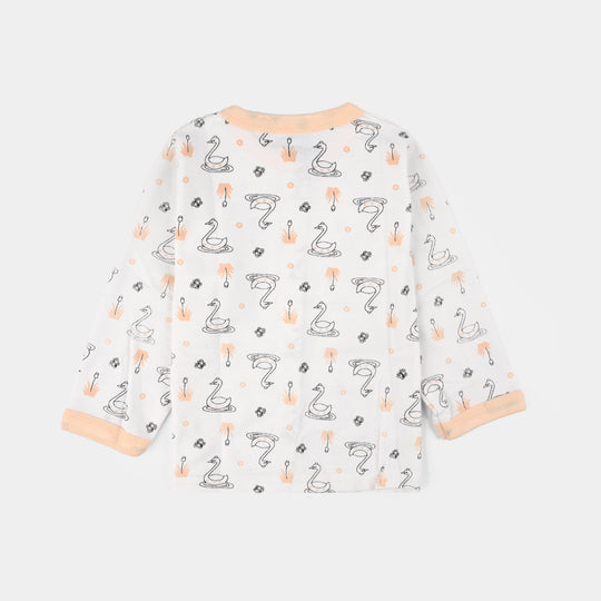 Infant Front Open Suit (Duck) - White/Peach