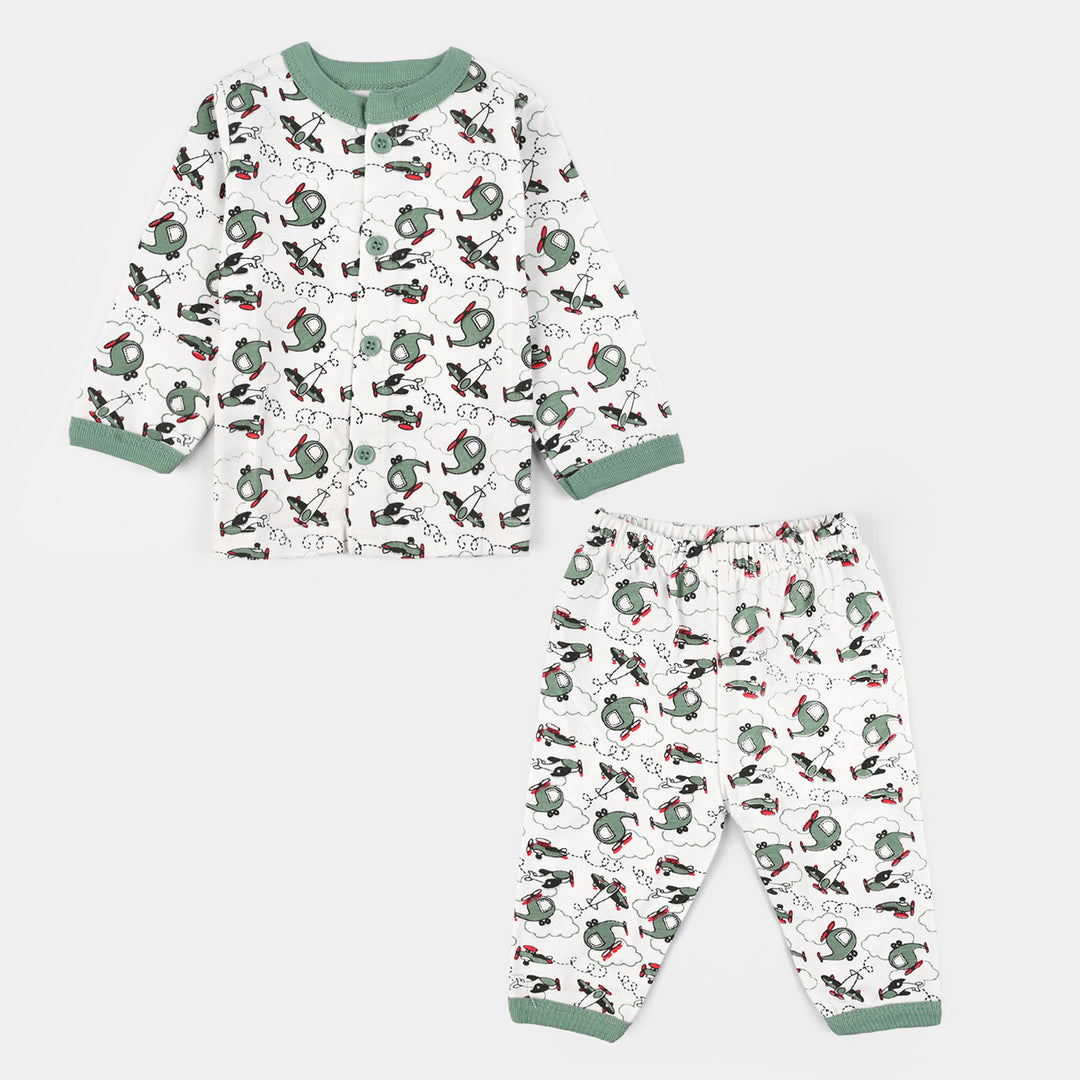 Infant Front Open Suit (Helicopter) - White/Green