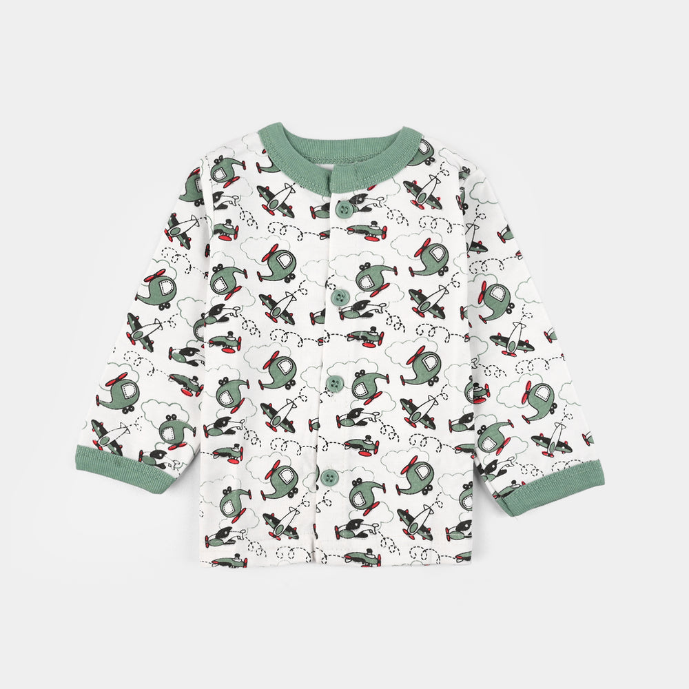Infant Front Open Suit (Helicopter) - White/Green